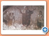 3.08-Pintura paleocristiana-Cristo como Maestro, la Orante y la Virgen con el Niño-Catacumba de Priscila